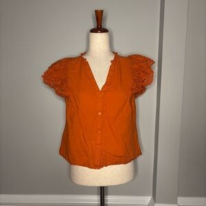Ellison Eyelet Flutter Sleeve Blouse size L
